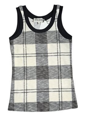 Julia Allert Checkered Knit Tank Top XS Black Cream Plaid NWT